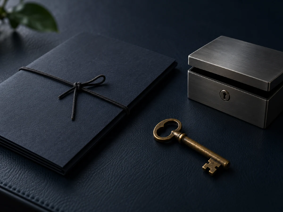 Sealed document folder and brass key on a desk, representing trade secret protection in Thailand.